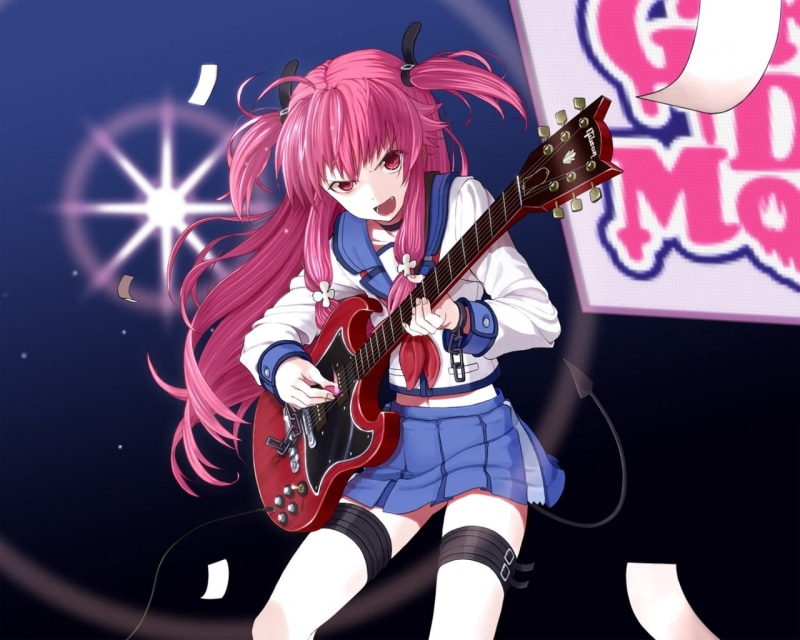 playing, people, real people, artist, illuminated, lifestyles, performance, string instrument, Angel Beats!, enjoyment, music, stage, skill, musician, holding