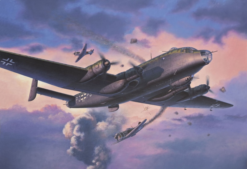 heavy, bomber, gray, German, 1080P, nature, outdoors, single-engine, flying, Shop, airplane, war, sky, mode of transportation, motion, air vehicle, piston