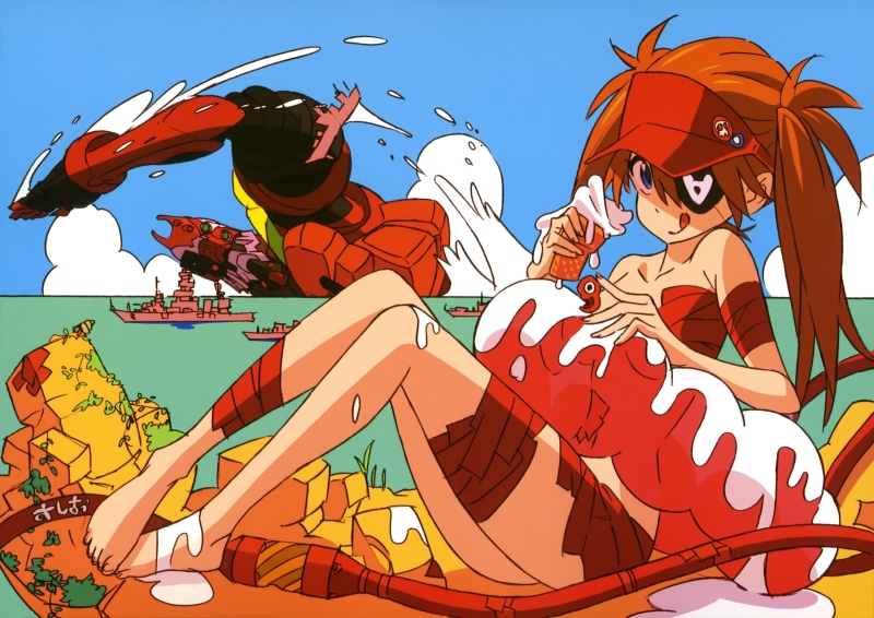 celebration, low angle view, representation, leisure activity, anime, animal, anime girls, sea, multi colored, vector, sky, parody, Neon Genesis Evangelion