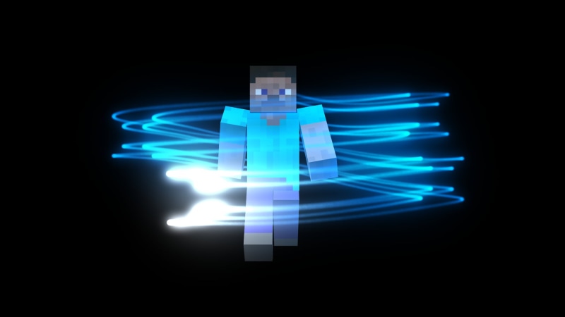 illuminated, motion, character, electricity, illustration, glowing, concepts, steve, 1080P, light beam, speed, light, single object, Minecraft, technology
