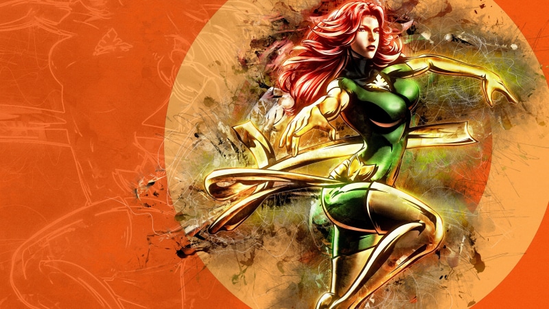 flower arrangement, comics, indoors, table, plant, 4K, nature, leaf, flower, still life, day, phoenix, artwork, X-Men, hero, Jean Grey, flowering plant