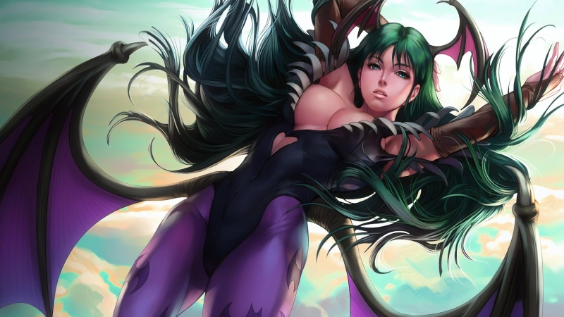 Morrigan (Darkstalkers), succubus, video game characters, green hair, Capcom, wings, Marvel vs. Capcom 3, Darkstalkers, Morrigan, 2K