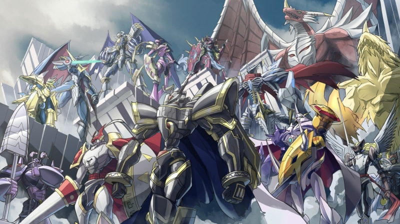 Digimon Tri, no people, knight, collection, day, low angle view, variation, transportation, side by side, Digimon, abundance, digital art, sunlight, representation