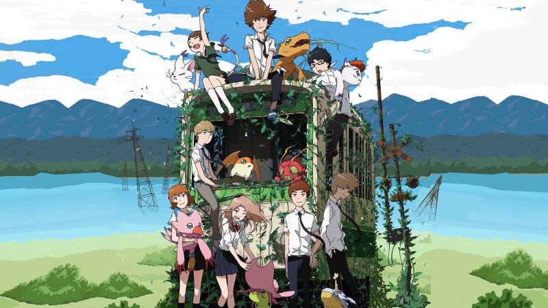 outdoors, adult, cloud - sky, digimon adventure tri, people, day, 1080P, group of people, lifestyles, leisure activity, holiday, nature, plant, men, sky