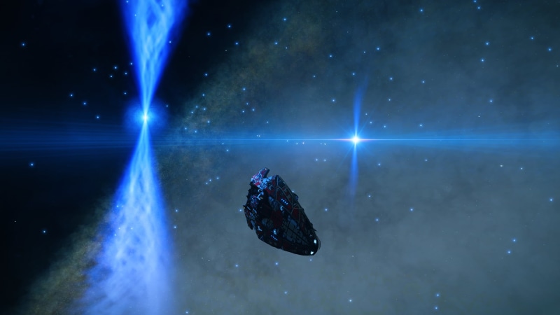 2K, Elite: Dangerous, space, Neutron Star, Anaconda (spaceship)