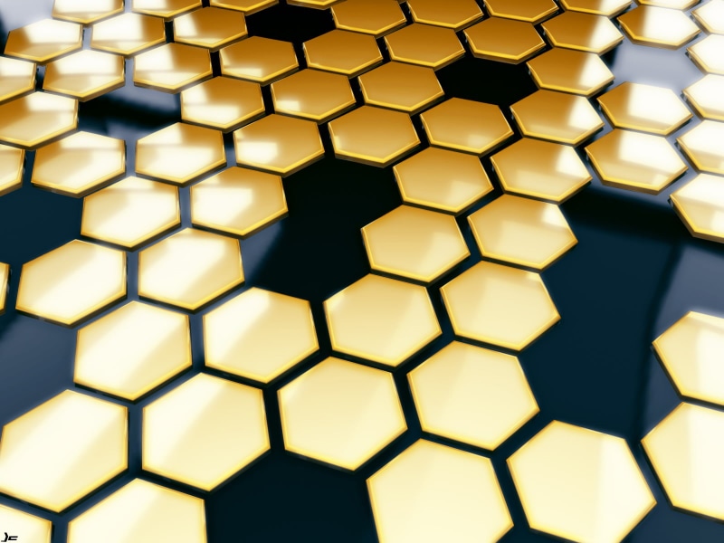 indoors, honeycomb, pattern, 720P, cell, geometric shape, design, studio shot, repetition, honey, metal, shape, black, electricity, hexagon, colored background