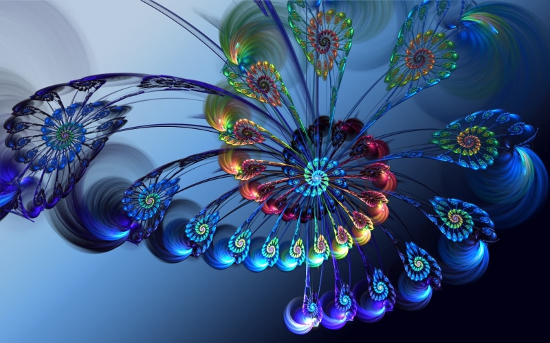 flower head, beauty in nature, science, vase, shape, figure, light, spiral, fantasy, backgrounds, 1080P, nature, illustration, flower arrangement, colorful