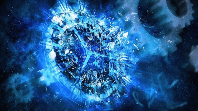 1080P, space, illuminated, directly above, light - natural phenomenon, glowing, clocks digital art gears time shattered broken glass, night, backgrounds