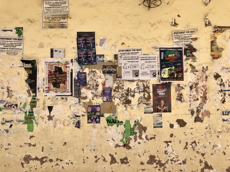 weathered, cusco, cuzco, indoors, art and craft, flyposting, wall - building feature, day, architecture, painted, grunge wall, posters, aesthetic, 4K