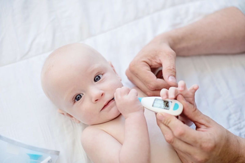 child, taking temperature, childhood, sick baby, innocence, togetherness, thermometer, young, doctor, baby, blue eyes, people, babies, cute, 4K, two people