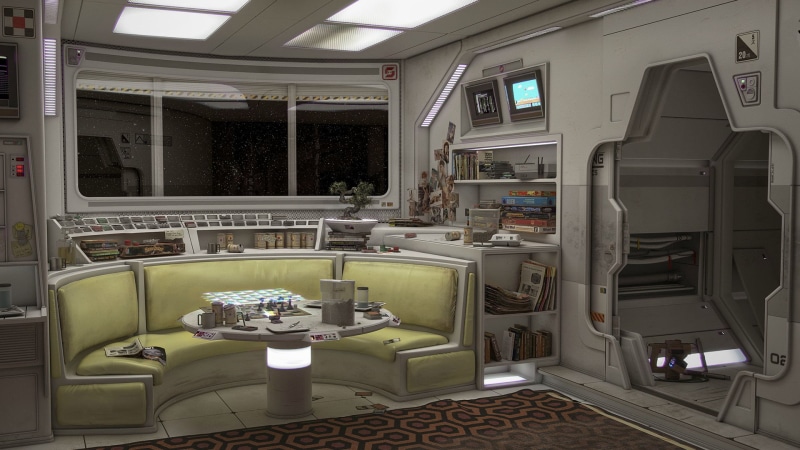 curved, day, sofa, no people, flooring, pads, machinery, fabric, inside Of, absence, indoors, space art, domestic Room, mirror, digital art, 1080P, spaceship