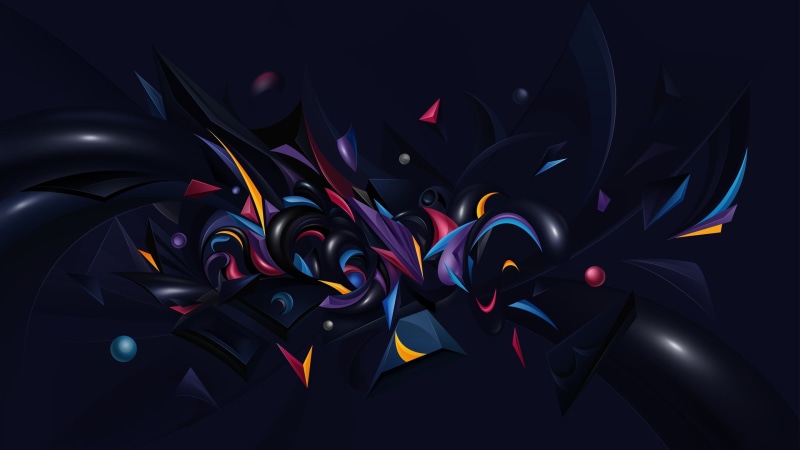 night, creativity, large group of objects, abstract backgrounds, purple, multi colored, black background, studio shot, streamer, art and craft, 2K, illuminated