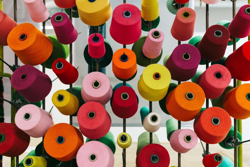 high angle view, sewing item, Big, multi Colored, day, variation, close-up, 4K, large group of objects, full frame, Sewing, Spool, textile Industry, red