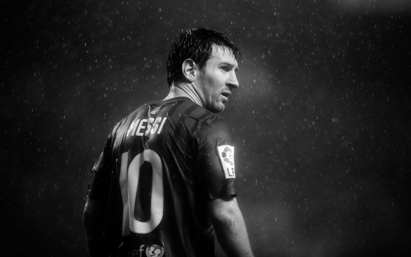 young men, leonel, clothing, snowing, messi, portrait, 1080P, night, strength, one person, Black and White, waist up, standing, adult, sport, rain, young adult