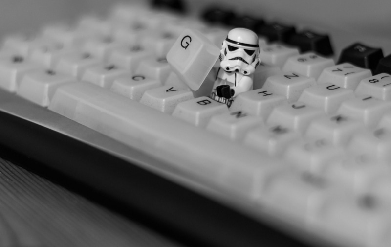 Lego, Star Wars, Black and White, Keyboard, Stormtrooper, 1080P