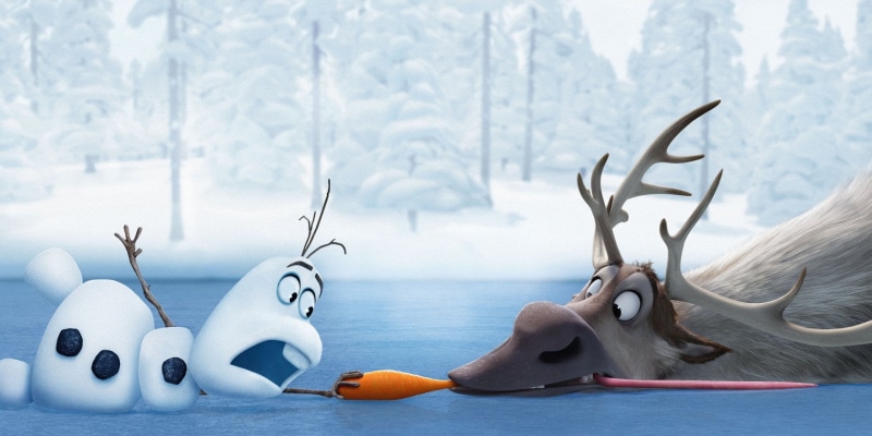 deer, tranquility, ice, tree, mammal, animal themes, animal wildlife, Movie, nature, Sven (Frozen), Olaf (Frozen), cold temperature, Frozen (Movie), representation