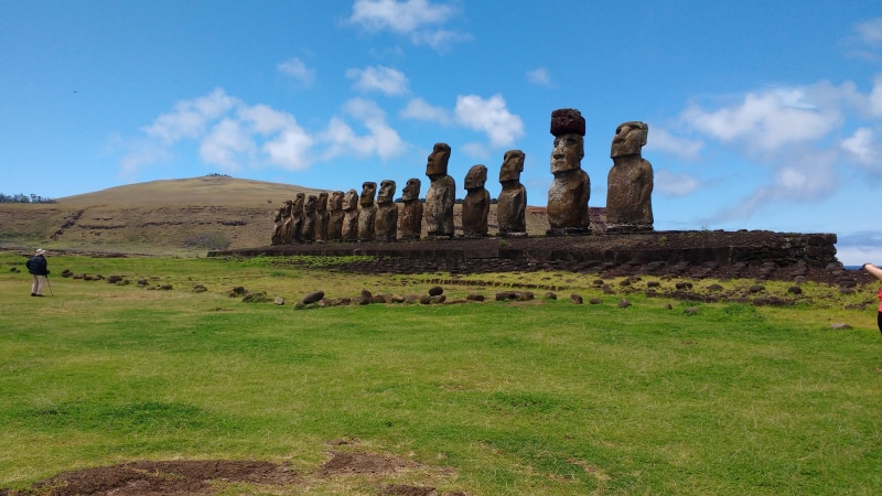 island, history, moai, rapa, religion, no people, ancient, outdoors, sky, tourism, ancient history, day, easter, field, nui, sculpture, architecture, grass