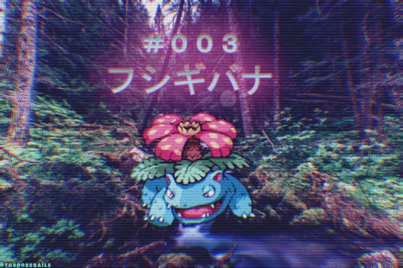 Venusaur, forest, Pokémon, Fushigibana, 2K, Japanese, aestethic, nature, Nintendo, landscape, stream, plants, vaporwave