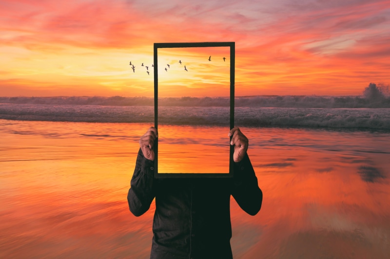 photoshop, one Person, beach, non-urban scene, tranquility, back Lit, arms raised, cloud - Sky, reflection, sunset, real people, horizon Over Water, yellow