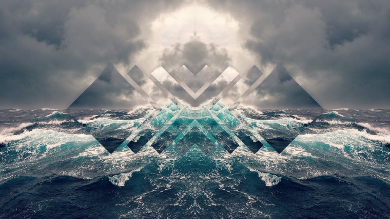 outdoors, environment, surreal, beauty in nature, ominous, sea, scenics - nature, abstract, 1080P, no people, cloud - sky, waves, wave, nature, sky, symmetry