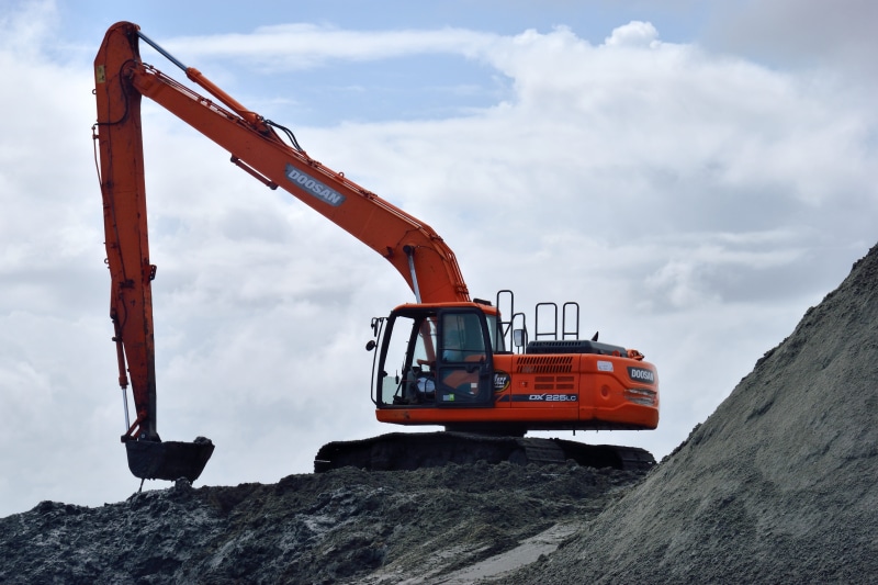 dirt, beach sand, construction equipment, excavation, backhoe, industrial equipment, industry, vehicle, nature, usa, sky, dig, work, power, construction industry