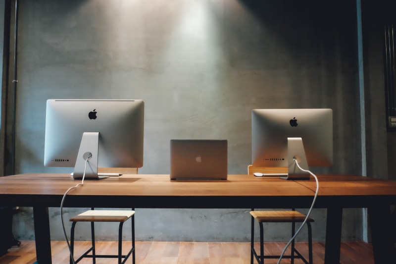 workspace, macbook, workplace, notebook, technology, internet, wood - material, business, indoors, computers, device, laptop, place of work, office, connection