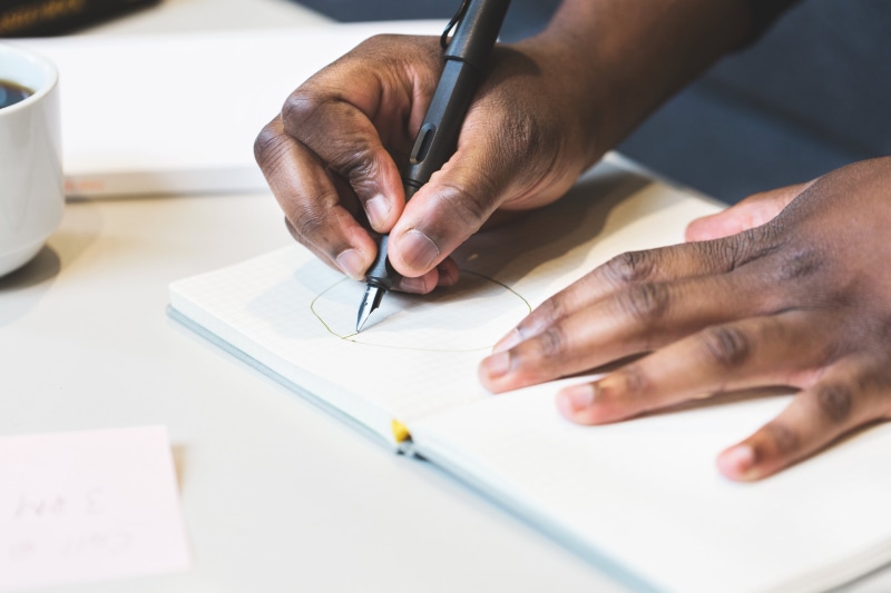 paper, men, work, drawing, pen, design, hands, human body part, black, baby boomer, skill, pencil, close-up, working, small business, 4K, art and craft