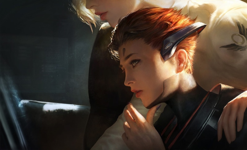 720P, females, hairstyle, looking away, sunlight, young adult, warrior, Moira(Overwatch), women, beauty, Overwatch, fashion, adult, window, portrait, young women