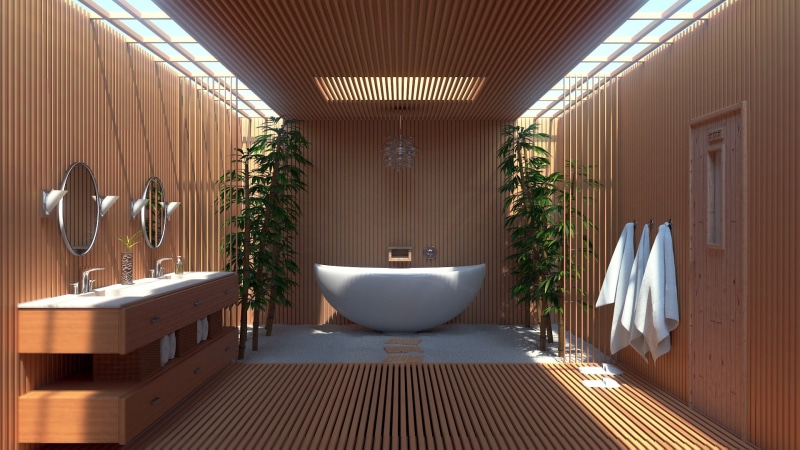 domestic bathroom, no people, home showcase interior, home interior, architecture, 1080P, modern, luxury, flooring, furniture, bathroom, Blender, bathtub