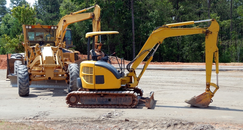 industrial, absence, metal, outdoor play equipment, road, ground, industry, construction, machinery, day, 2K, tree, work, earth, soil, earth mover, build