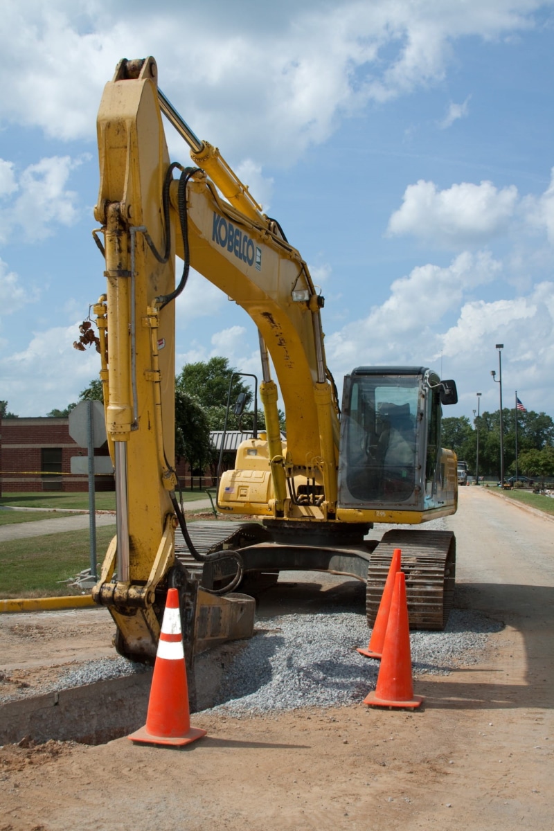digging, digger, outdoors, Construction, road Construction, construction Site, industry, building - Activity, day, construction Machinery, scraper, sky