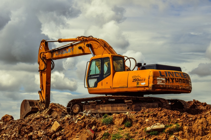 transportation, mode of transportation, building - Activity, machinery, digging, bulldozer, ground, vehicle Scoop, mining, cloud - sky, equipment, construction Site