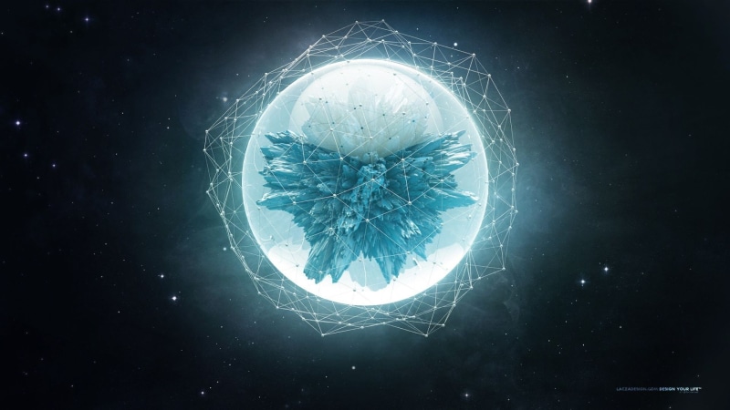shapes, sphere, 1080P, digital art, Lacza, space art, explosion, wireframe, abstract, low poly, stars, space