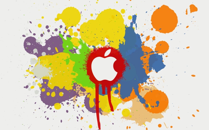 splash, color, apple logo, effect, design, 1080P, logo apple, apple, background