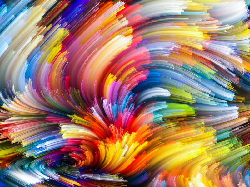 swirl, colors, blue, technology, 2K, space, backdrop, no people, painting, still life, full frame, illustration, art and craft, color Image, rainbow, indoors