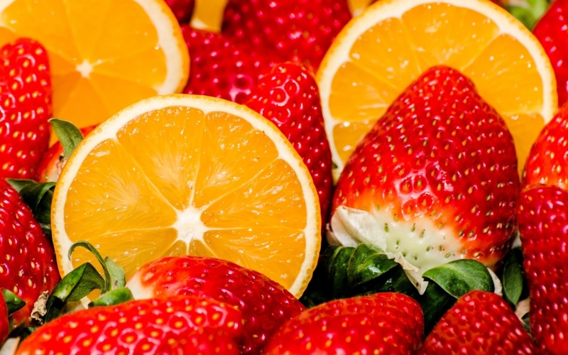Strawberry, Orange, Berries, 2K, Fruits