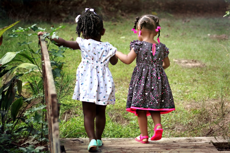 nature, sister, sibling, girls, full length, kids, two people, playing, friends, day, fashion, youth, cute, casual clothing, outdoors, standing, clothing