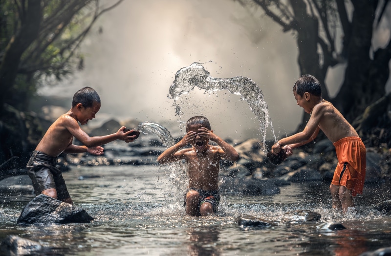 amazing, outdoor, nature, wet, laugh, kids, happy, indonesian, holidays, 5K, people, conflict, children, vacationing, men, lifestyle, funny, expression