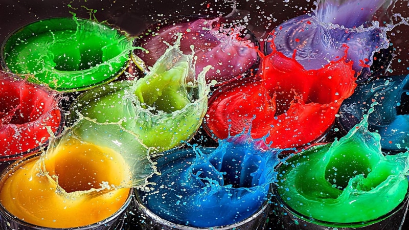 squirt, multicolor, colors, splash, paint, liquid, colorful, drops, droplets, 1080P