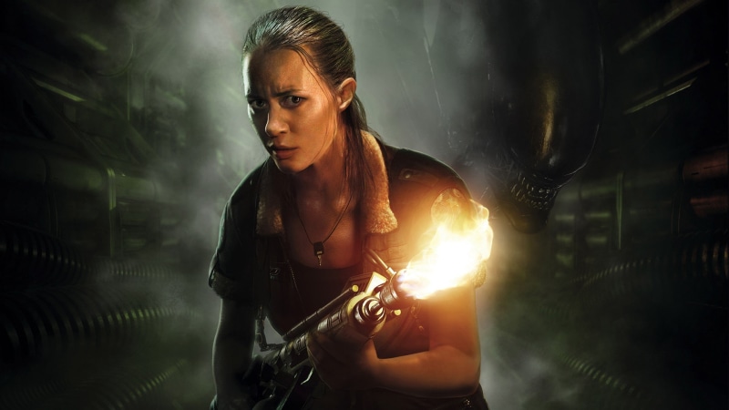 indoors, weapon, determination, waist up, dark, sign, strength, protection, security, young adult, Alien: Isolation, video games, one person, hairstyle