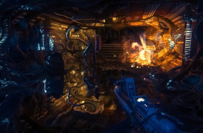 religion, fire, nature, Xenomorph, architecture, night, animal representation, no people, blurred motion, aliens, outdoors, water, representation, glowing