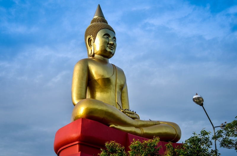 big, gold, no people, religion, thai, buddhism, temple, human representation, spirituality, zen, religious, symbol, statue, outdoors, belief, place of worship