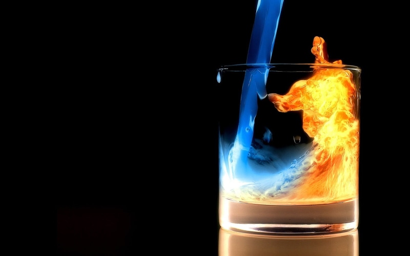 indoors, studio shot, drink, black background, heat - temperature, food and drink, clear, burning, fire - natural phenomenon, nature, 720P, fire, drinking glass
