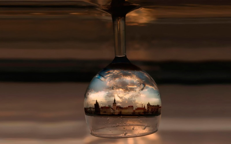 focus on foreground, Conceptual, reflection, glass - material, lid, digital art, illuminated, close-up, education, drinking glass, flask, transparent, science