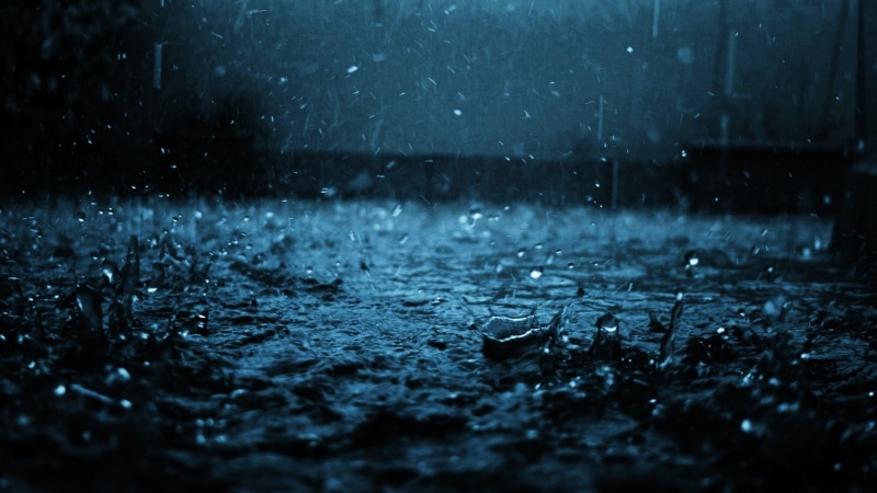 4K, rain, water, black, drops, blue, dark