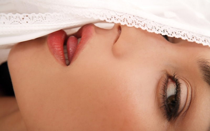 1080P, brown eyes, Katie Fey, mouth, tongues, lips, open mouth, women, face, red lipstick, closeup, lace, looking at viewer