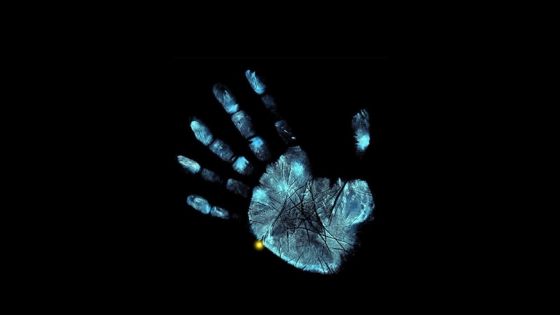 human, blue hand, yellow light, hand, 1080P, abstract, black backing