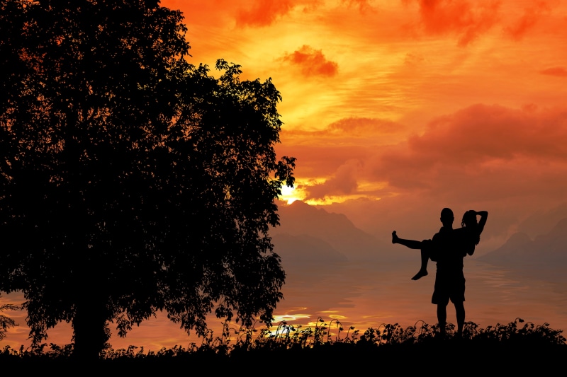 nature, land, sky, lifestyles, romance, human arm, leisure activity, one person, couple, beauty in nature, arms raised, men, orange color, plant, romantic