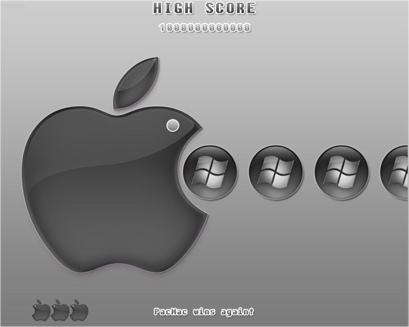 Apple Inc., logos, x, technology, 720P, apple, Microsoft Windows, hd, inc, microsoft, art, pacman, windows