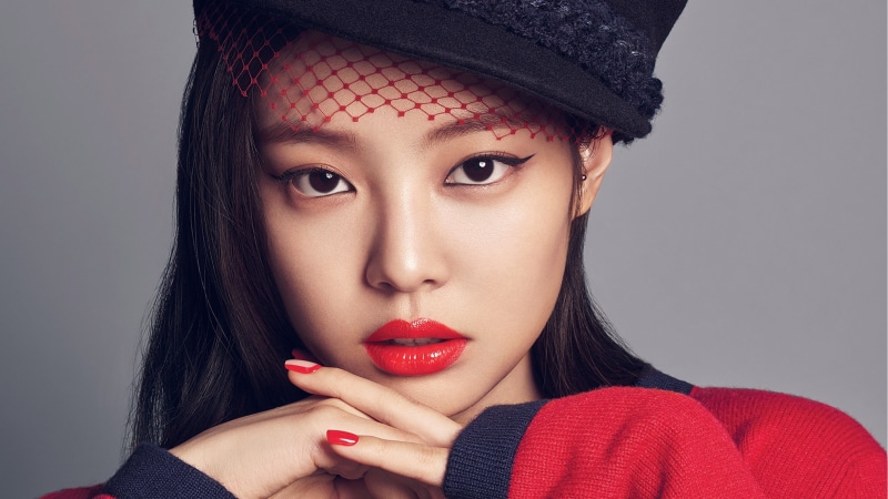 women, 4K, red nails, BLACKPINK, Korean, K-pop, Jennie (BLACKPINK), korean women, red lipstick, Kim Jennie, Asian